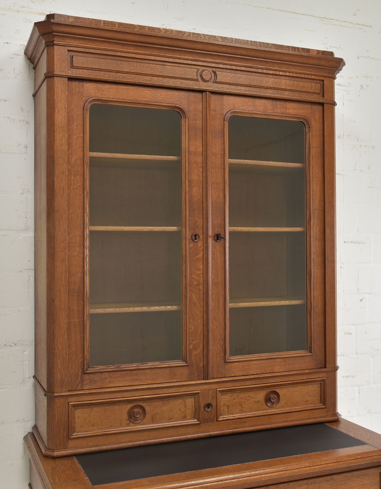 photo furniture Antique! Secretary With Display Cabinet, Restored Oak Desk, Bookcase