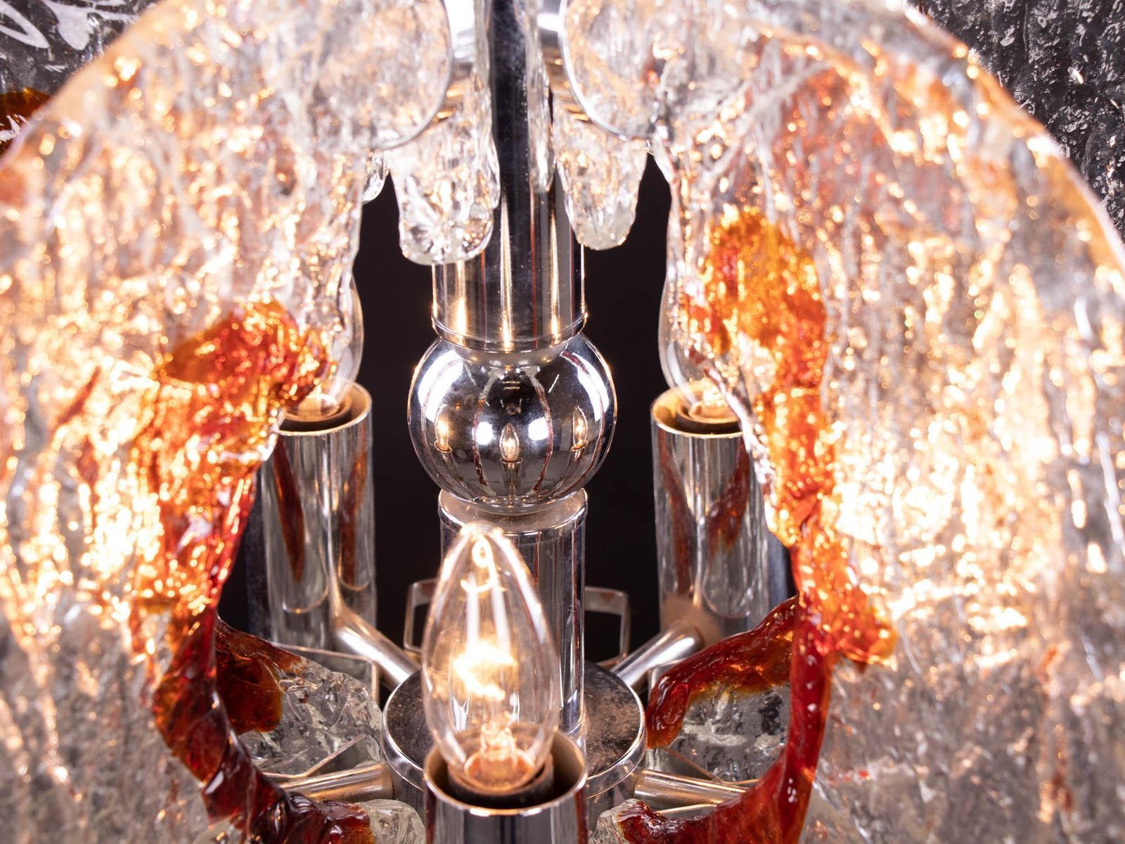 1960 Italy Mazzega Pendant Lamp Murano Glass & Chrome By Carlo Nason photo 1971.0