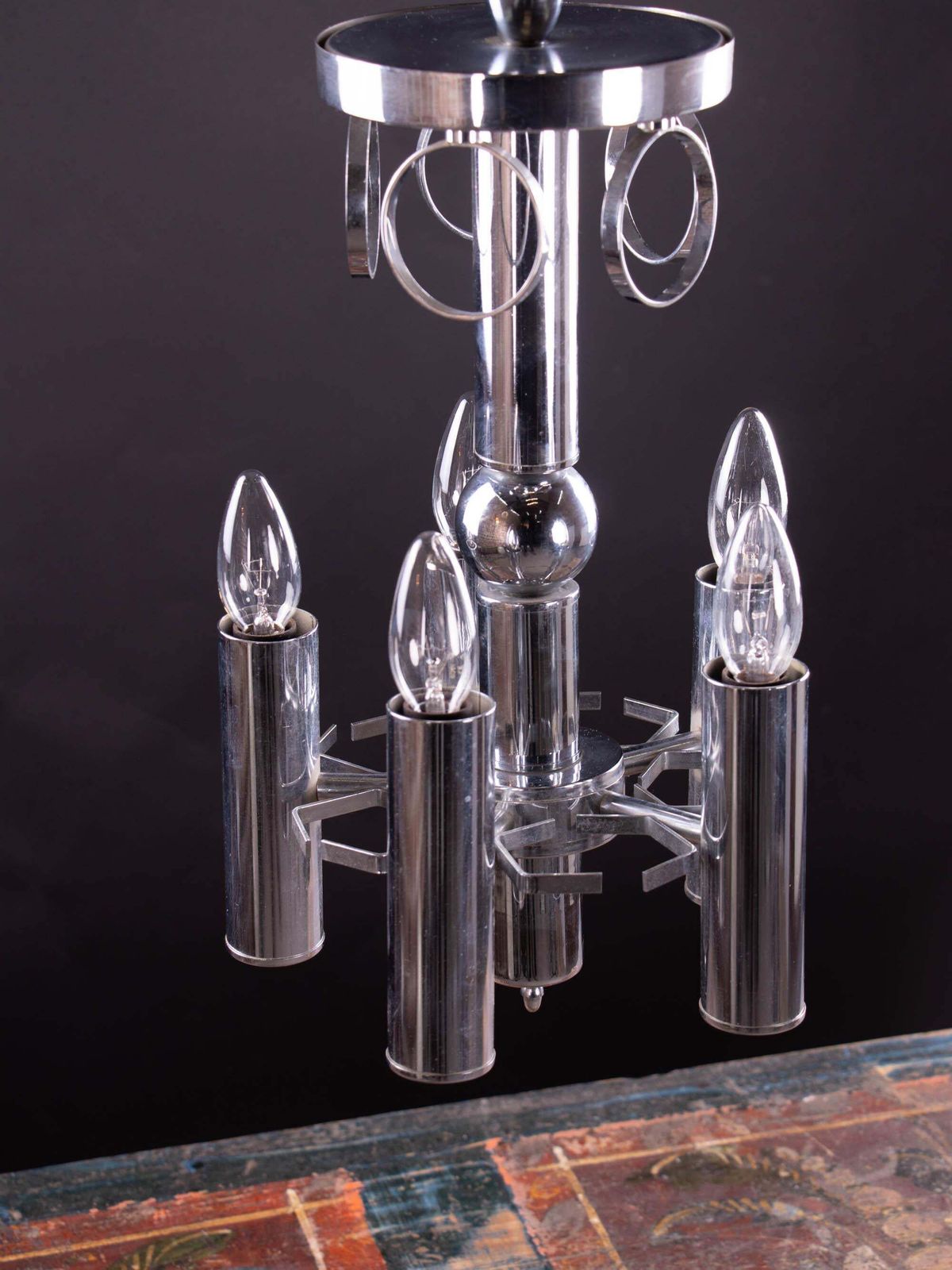 photo for sale 1960 Italy Mazzega Pendant Lamp Murano Glass & Chrome By Carlo Nason