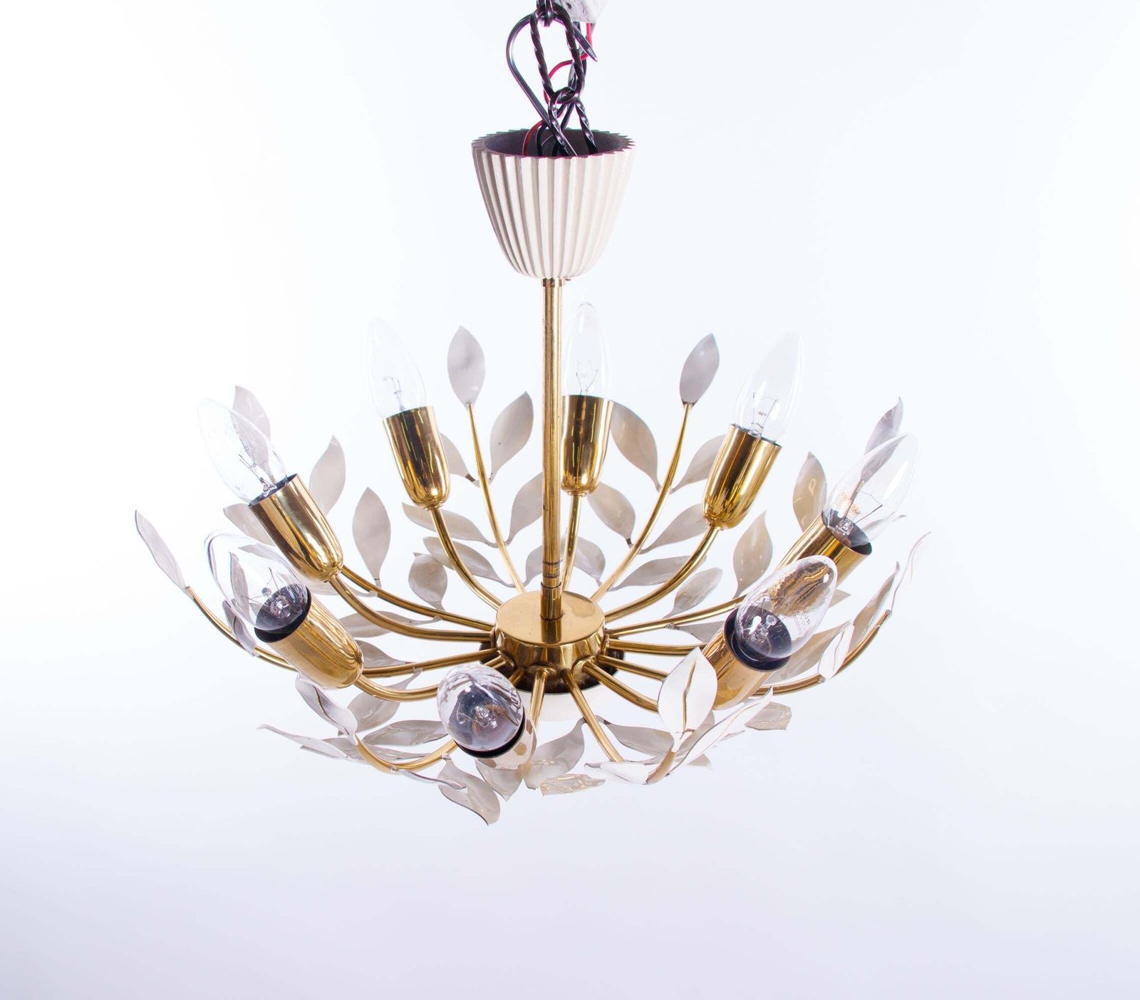Elegant Floral Ceiling Lamp By Vereinigte Werkstätten, Germany, Munich 1950s photo 1895.0