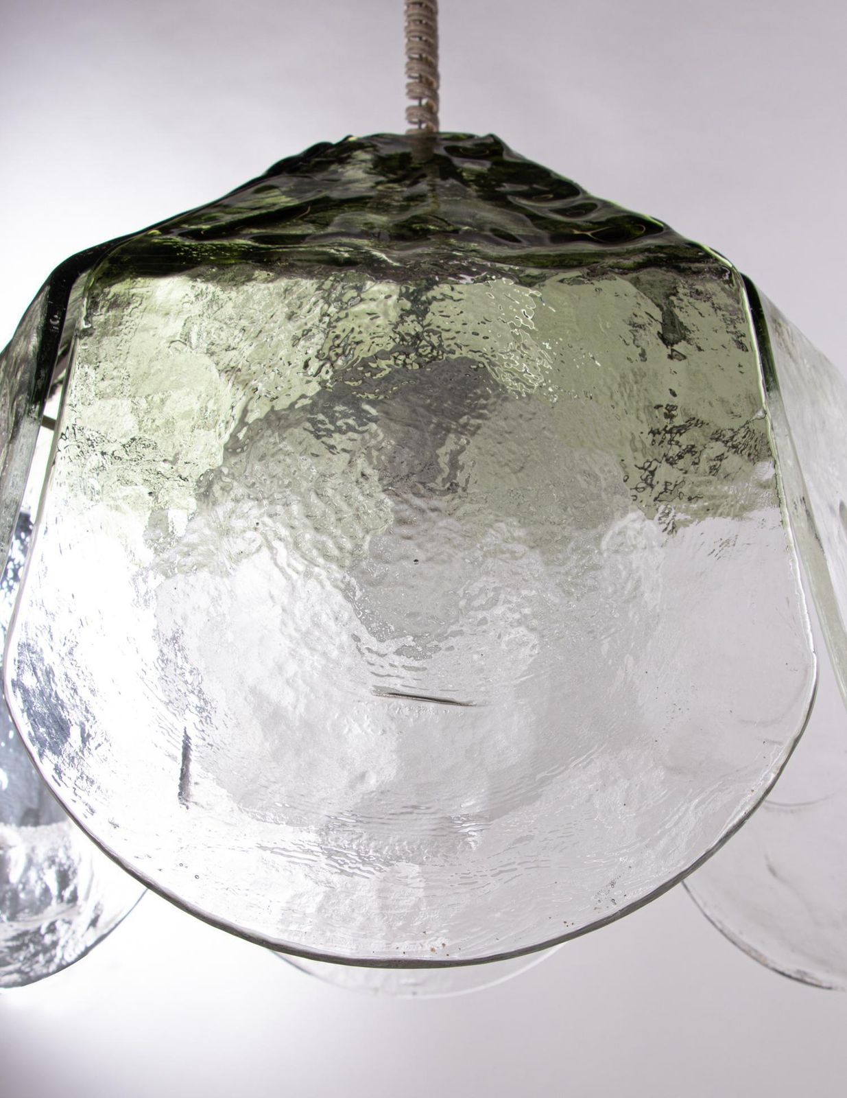 Mazzega Tulip Pendant Lamp Green & Clear Murano Glass By Carlo Nason Italy 1960s photo Lighting