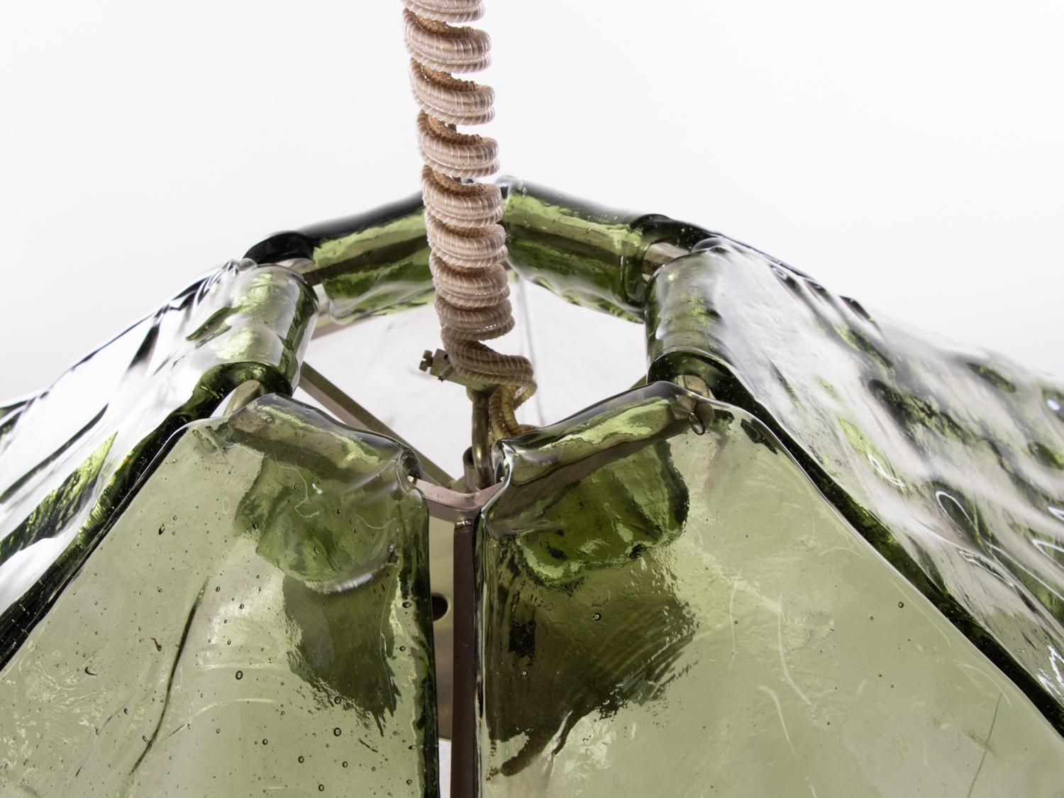 photo furniture Mazzega Tulip Pendant Lamp Green & Clear Murano Glass By Carlo Nason Italy 1960s