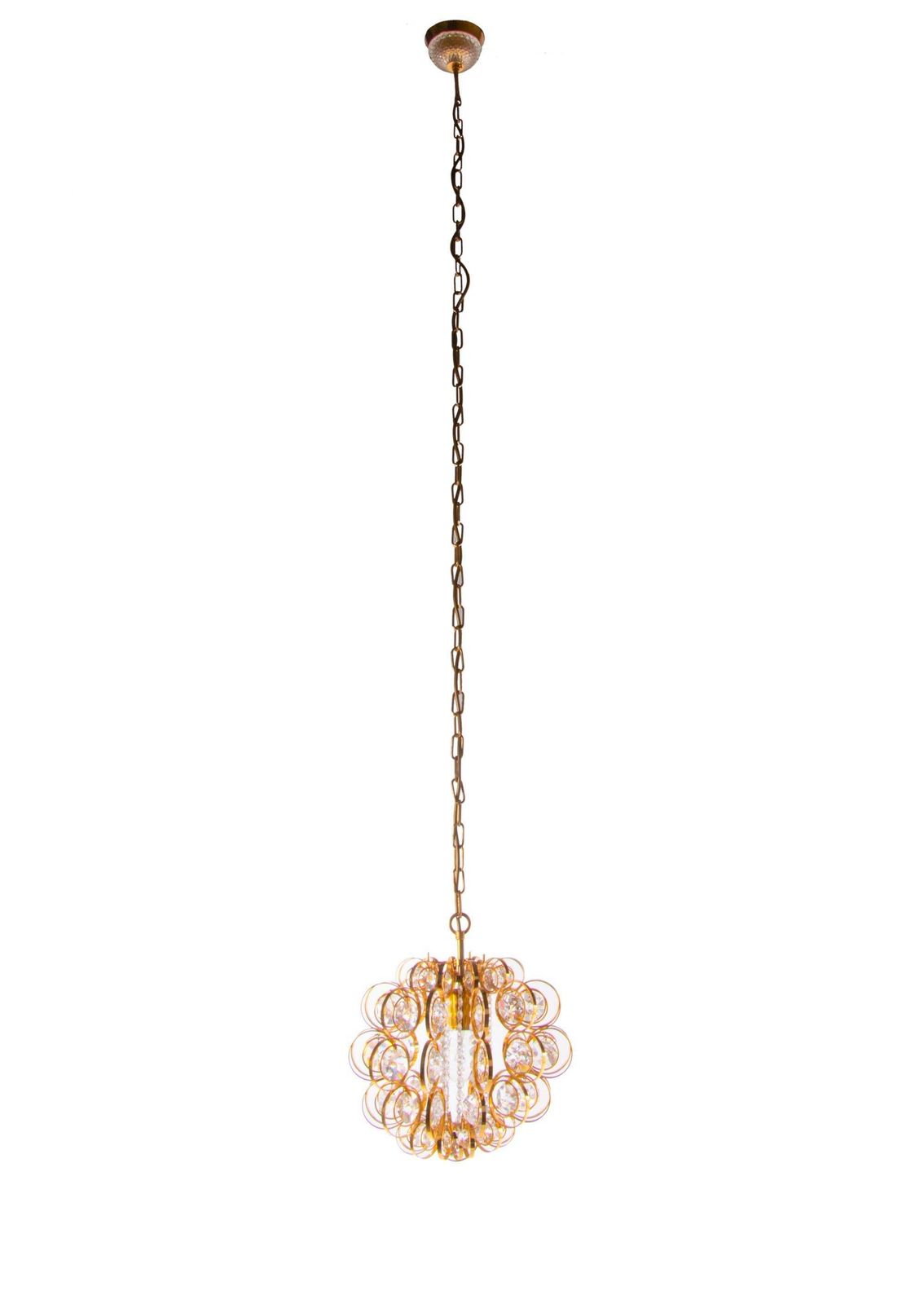 1960 Germany Palwa Orbit Chandelier Crystal & Gilt Brass By Gaetano Sciolari photo for sale
