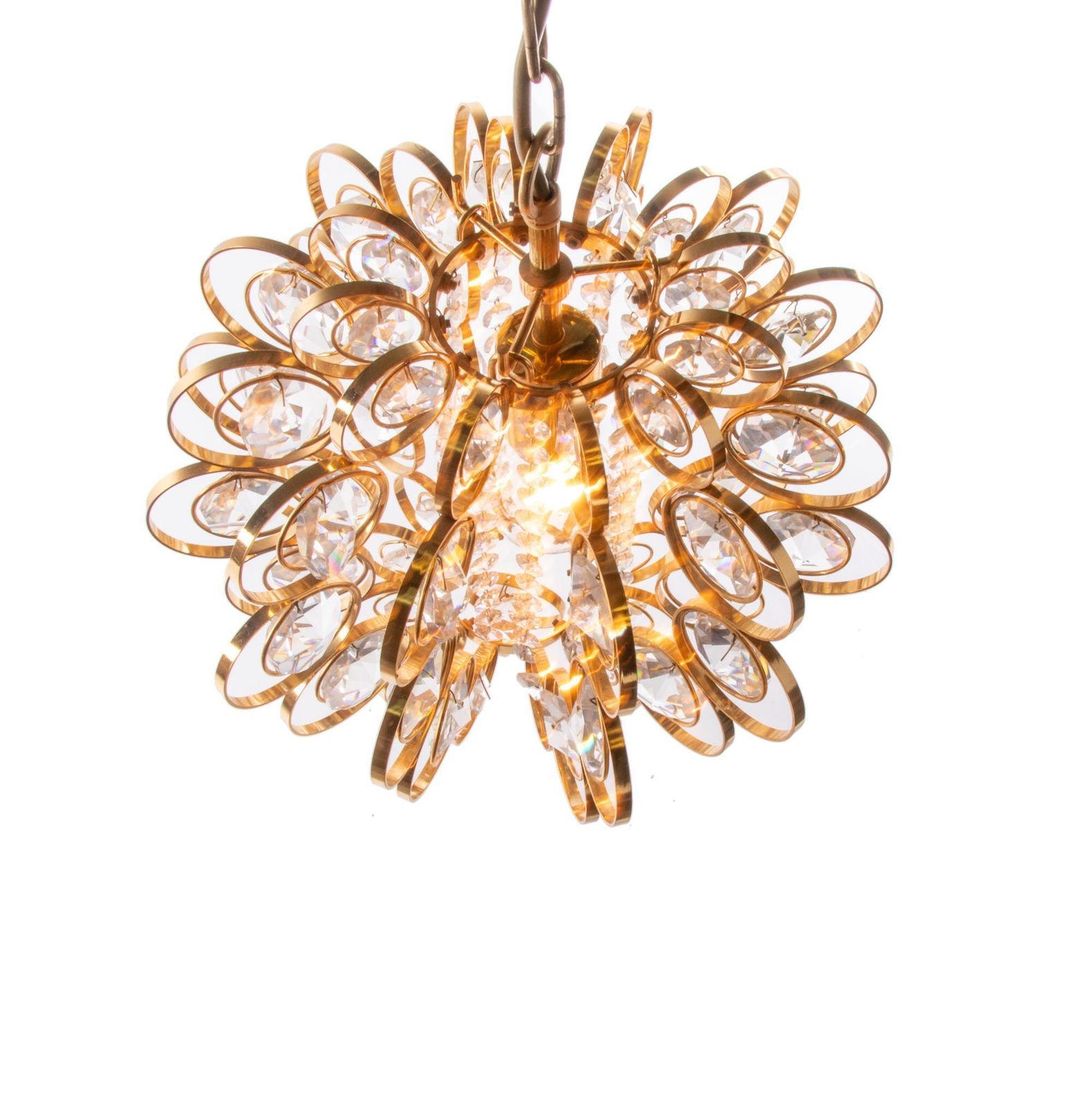 1960 Germany Palwa Orbit Chandelier Crystal & Gilt Brass By Gaetano Sciolari photo 2590.0