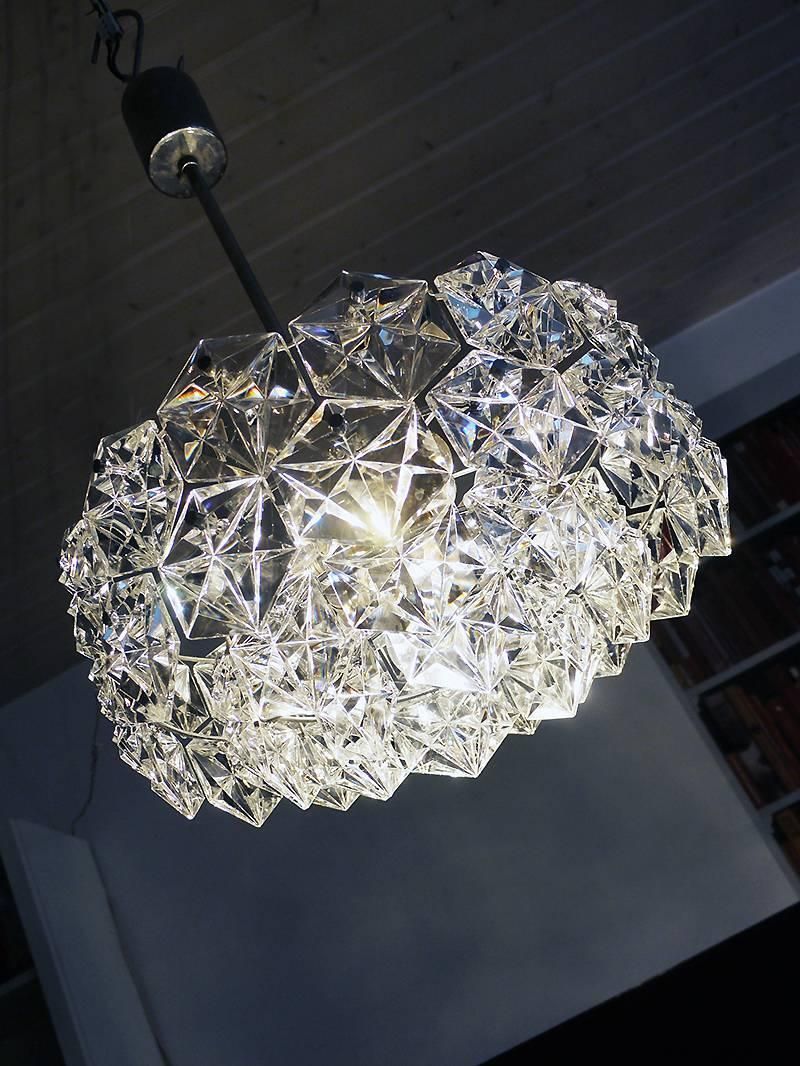 Starburst 18" Kinkeldey Chandelier Crystals & Chromed Brass, Germany 1960s photo furniture