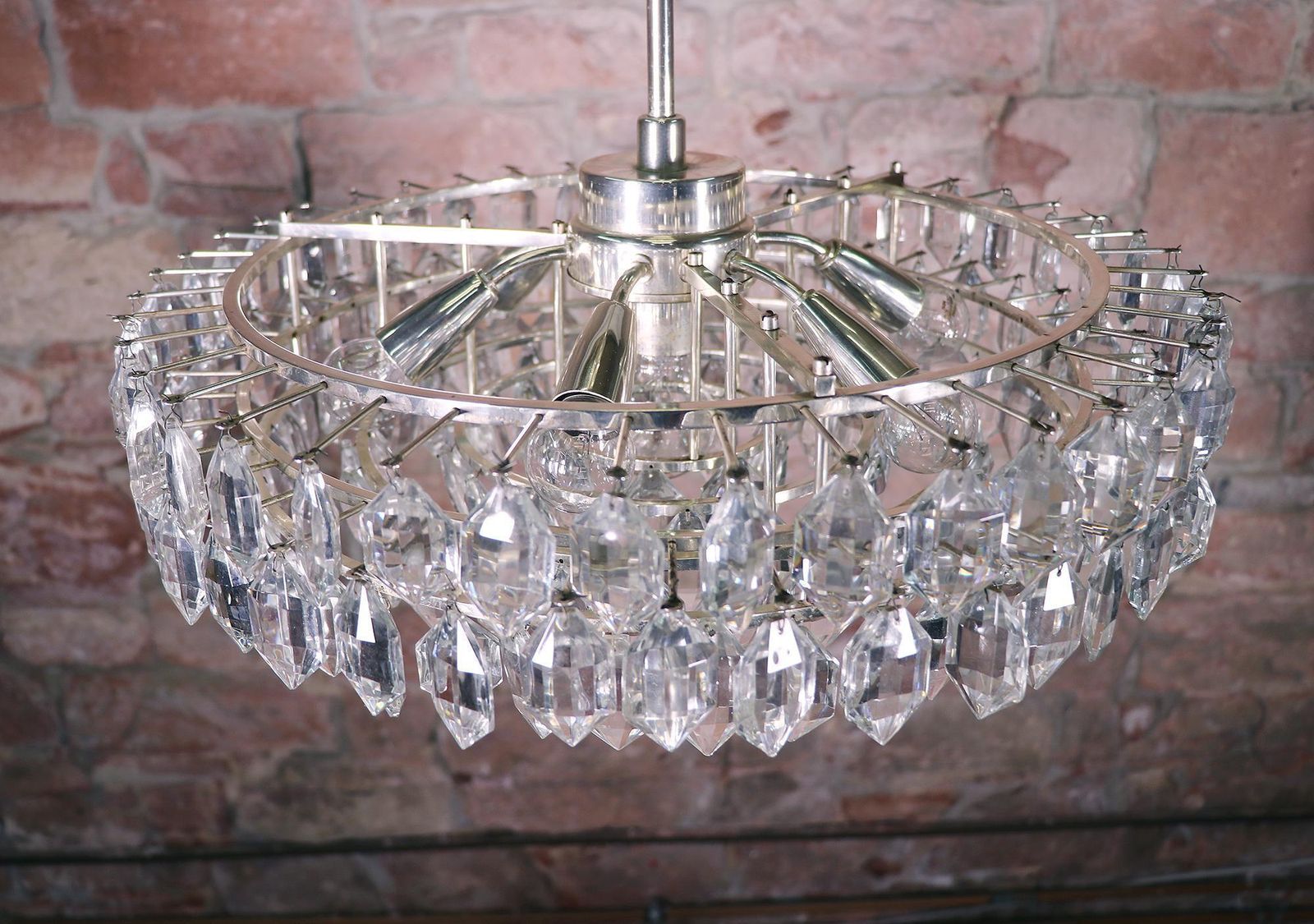 Vienna Bakalowits & Sons Large Chandelier Crystal & Silver Plated photo 2188.0