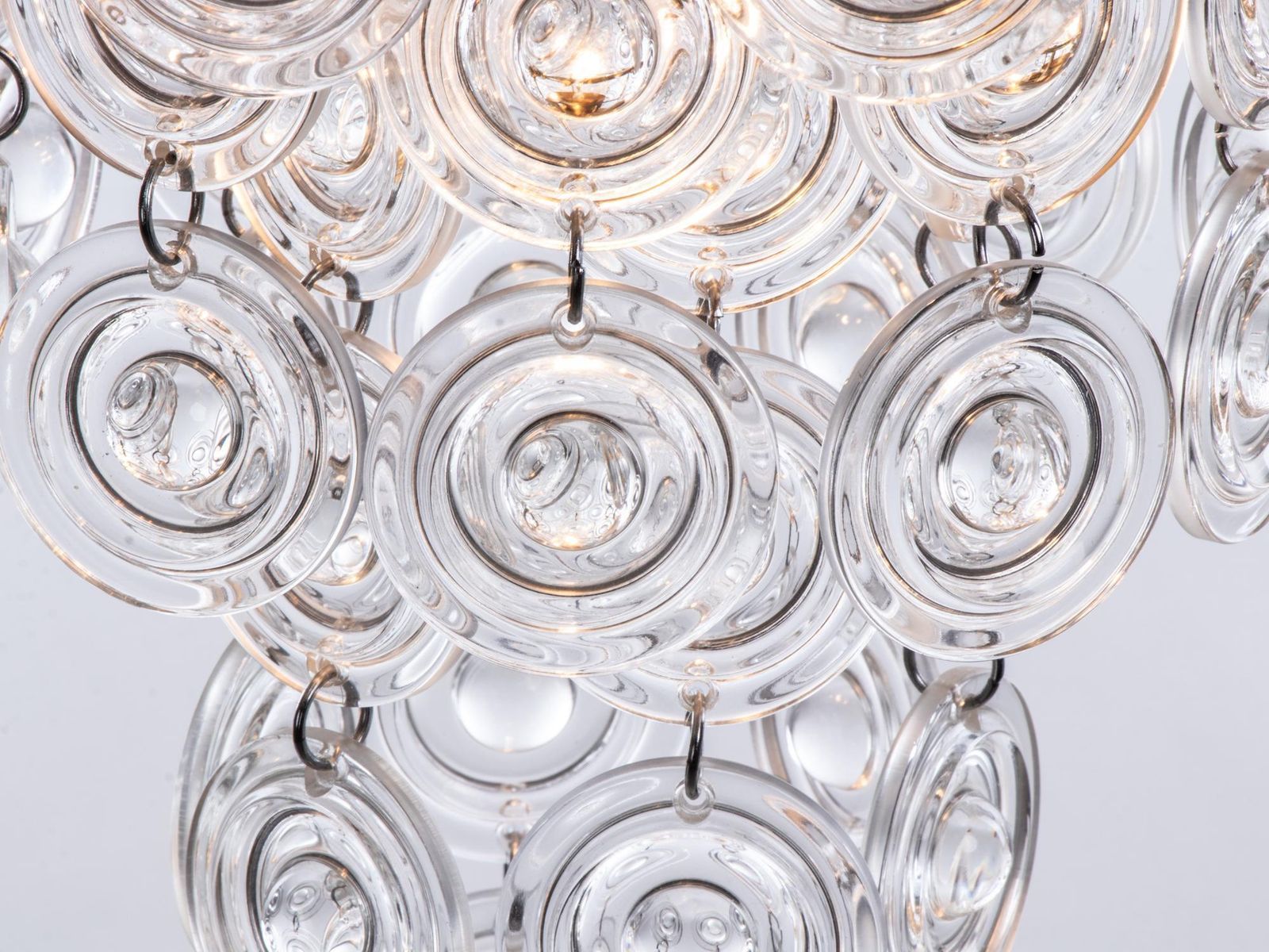 1960 Italy Gaetano Sciolari Chandelier Crystal Lens & Brass photo buy