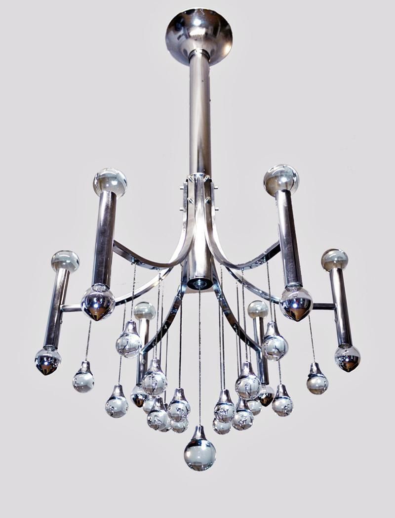 Sciolari Sputnik Chandelier Murano Glass & Chrome, Italy, 1970s photo furniture