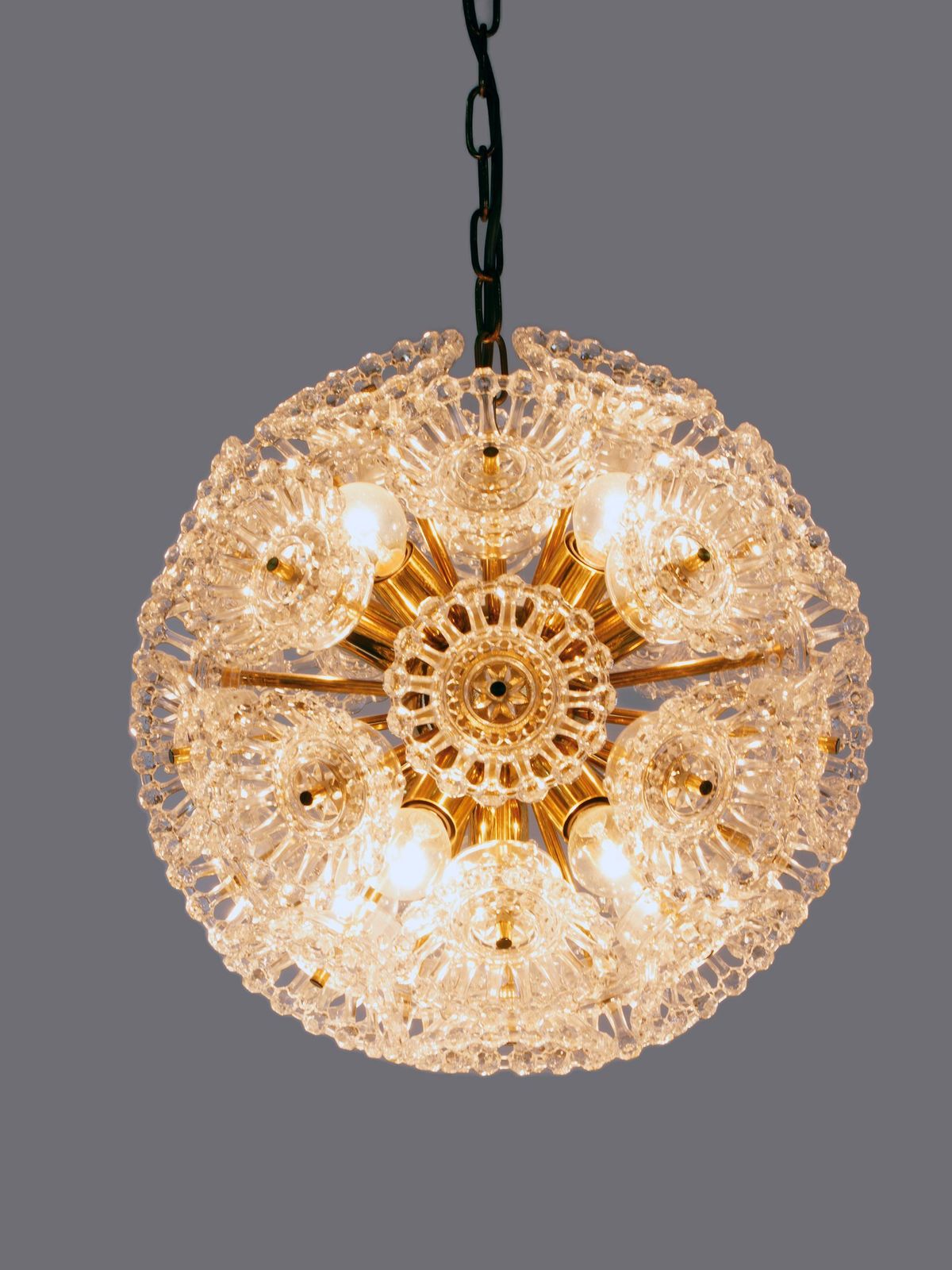 Sputnik Murano Chandelier Glass & Brass By Venini Attr. 1960s photo buy