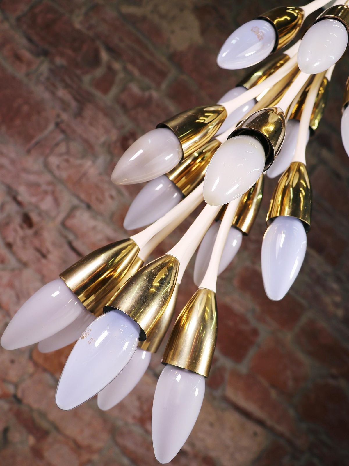 1950s Sputnik Enamel Brass Chandelier By Vereinigte Werkstätten, Munich, Germany photo buy