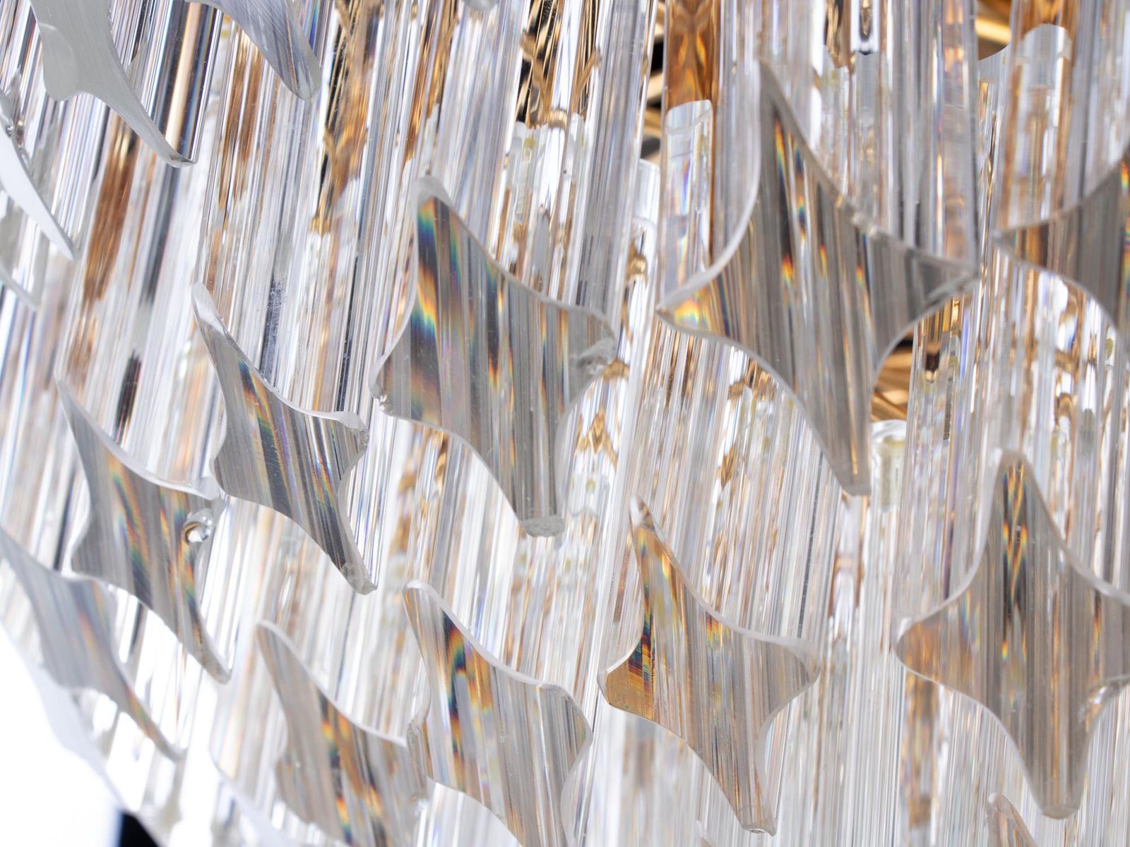 2976.0 Glamorous 21" Novaresi Chandelier Crystal Prisms & Gilt Brass, Italy 1970s photo