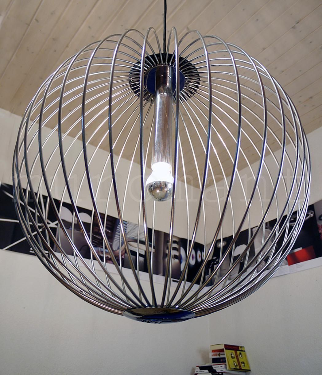 1960 Italy 20" String Chandelier Chromed Brass In The Manner Of Gaetano Sciolari photo buy