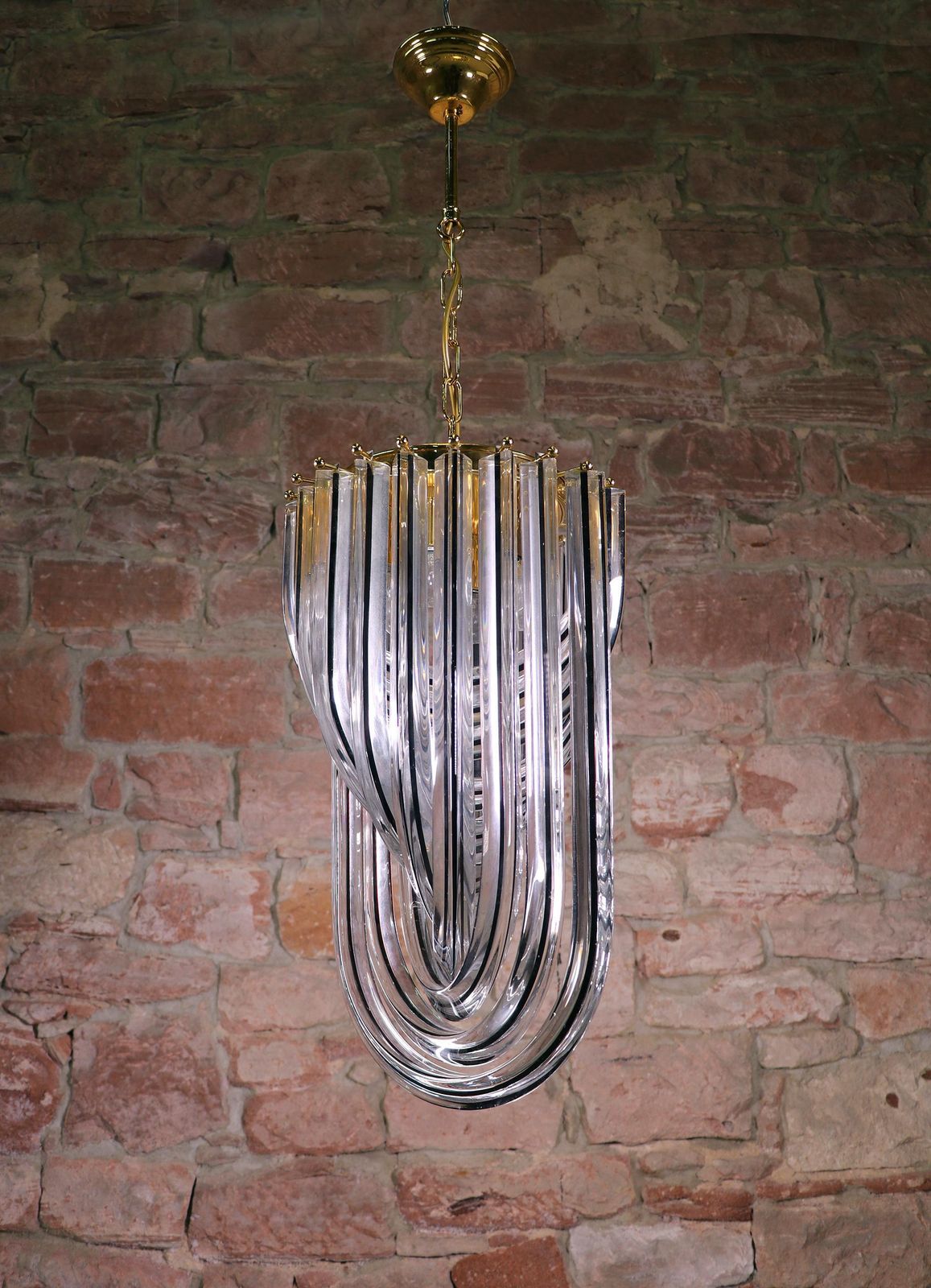 Triedri Curvati Murano Glass Chandelier By Carlo Nason For Venini, Italy photo for sale