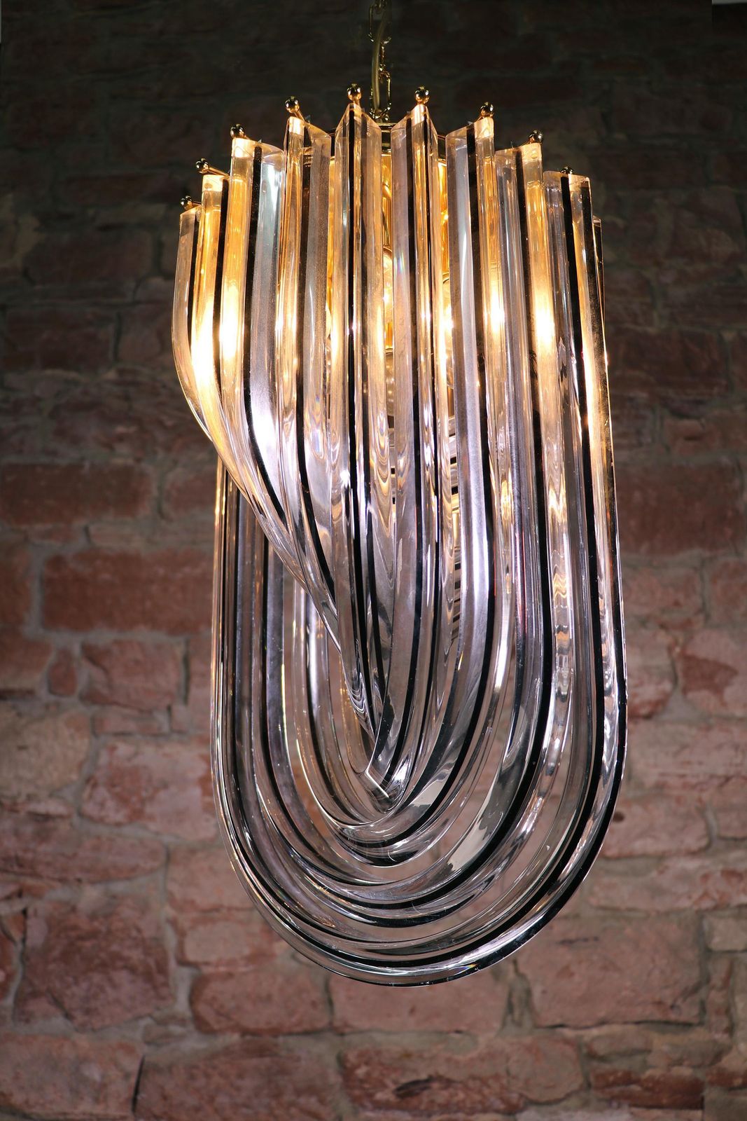 Triedri Curvati Murano Glass Chandelier By Carlo Nason For Venini, Italy photo 3403.0