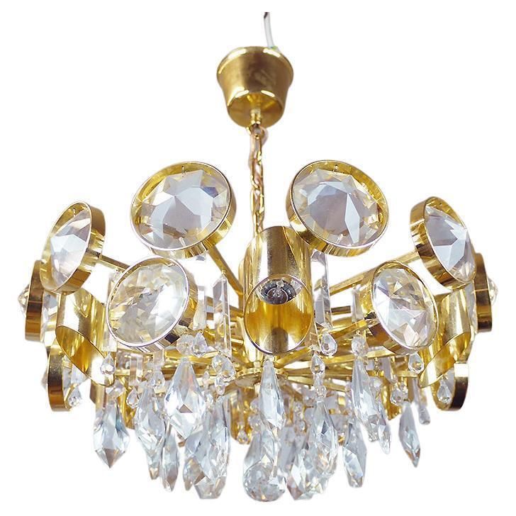 Lobmeyr Bubbles Chandelier Crystal Glass & Gilt Brass, Austria, 1960s