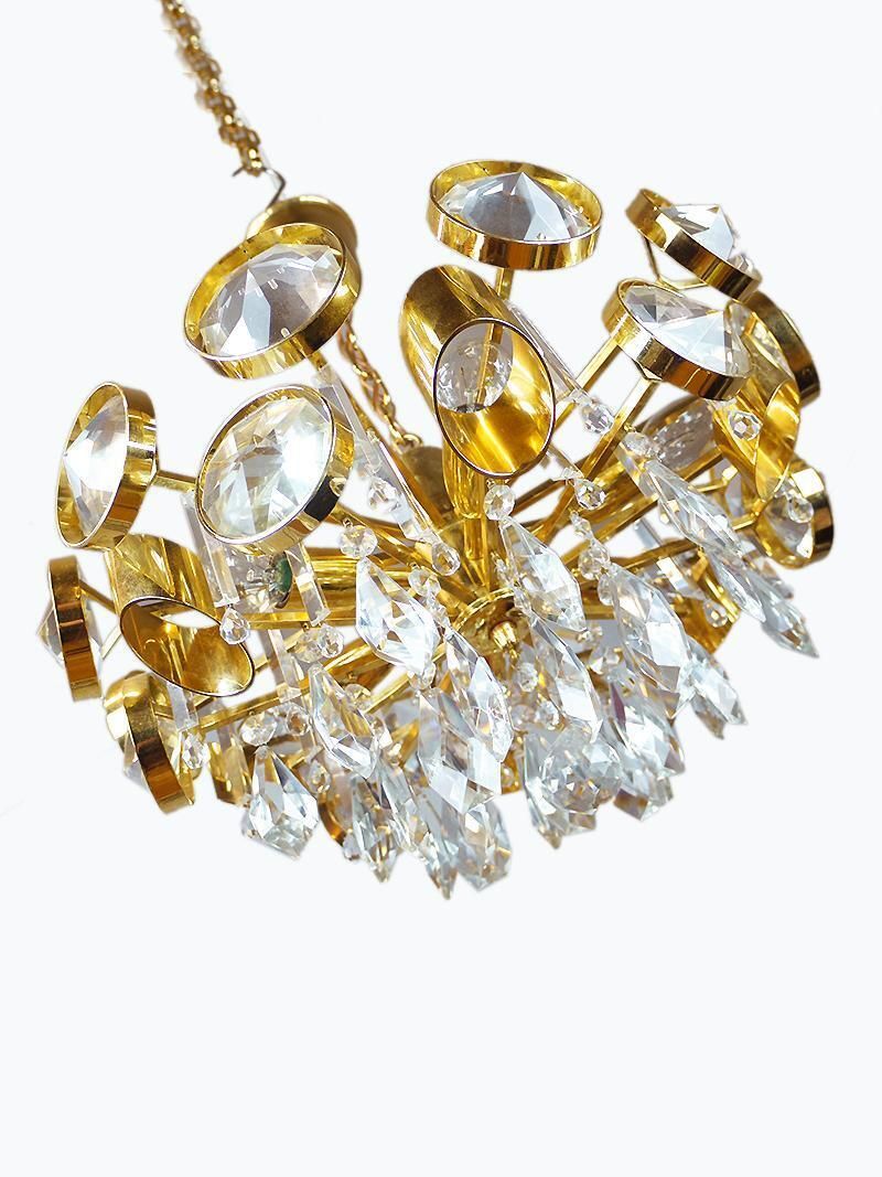 Lobmeyr Bubbles Chandelier Crystal Glass & Gilt Brass, Austria, 1960s photo Lighting
