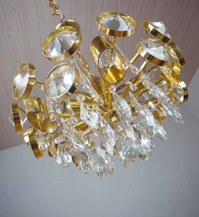 Lobmeyr Bubbles Chandelier Crystal Glass & Gilt Brass, Austria, 1960s photo vintage