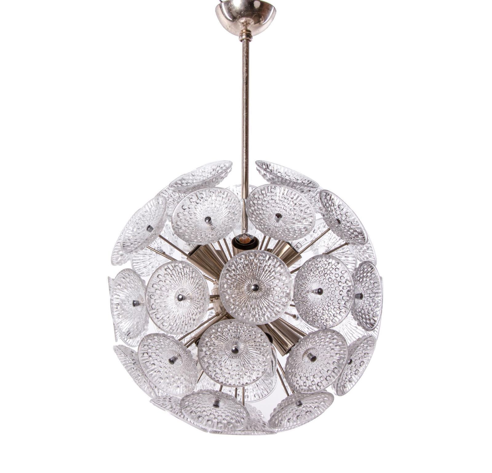 Modernist Dandelion 10 Light Sputnik Chandelier Glass & Chrome, 1960s photo furniture