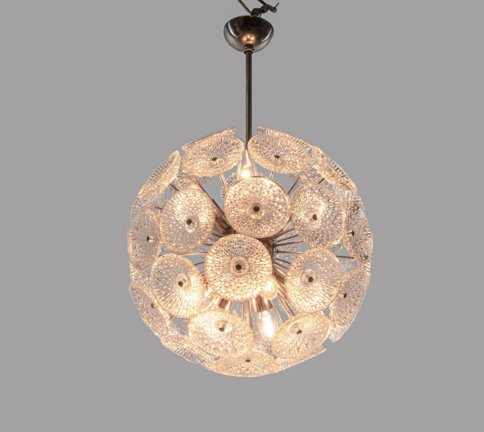 Modernist Dandelion 10 Light Sputnik Chandelier Glass & Chrome, 1960s photo for sale