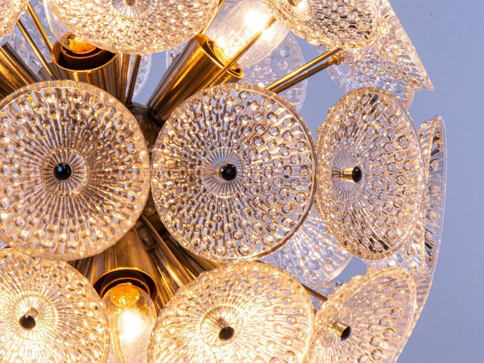 Modernist Dandelion 10 Light Sputnik Chandelier Glass & Chrome, 1960s photo Lighting