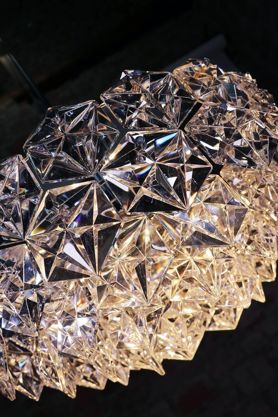 1960 Germany Kinkeldey Large Chromed Crystal Chandelier photo vinterior