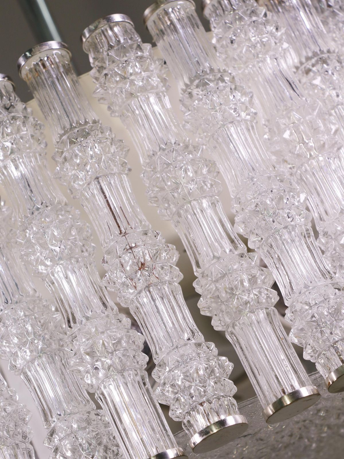 1 (Of 2) 1960s Kalmar Drum Chandelier Tubular Glass & Chrome photo for sale