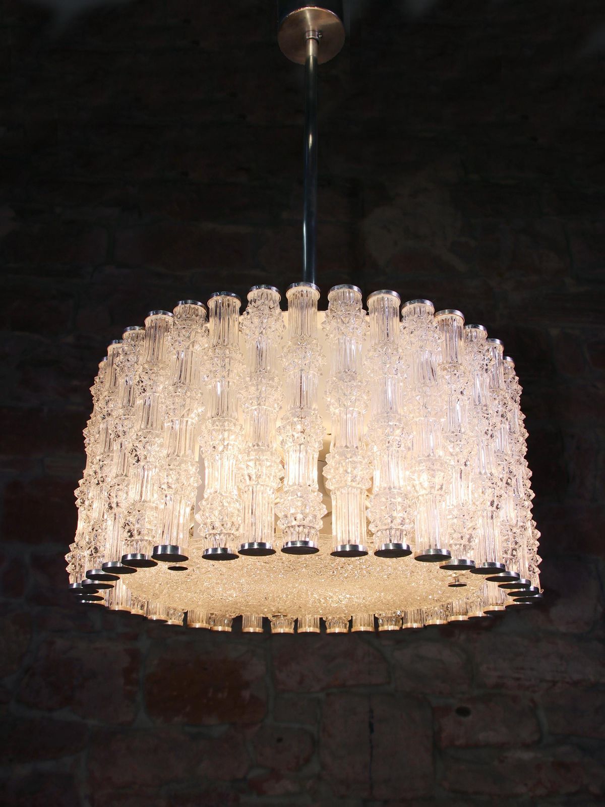 photo furniture 1 (Of 2) 1960s Kalmar Drum Chandelier Tubular Glass & Chrome