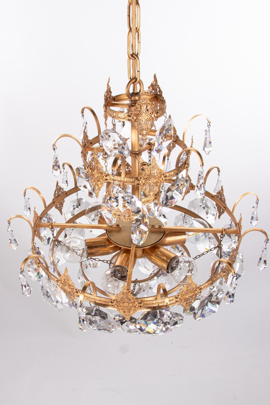 photo furniture Ernst Palme Glamorous Jewel Swarovski Crystal & Gilt Brass Chandelier, 1960s