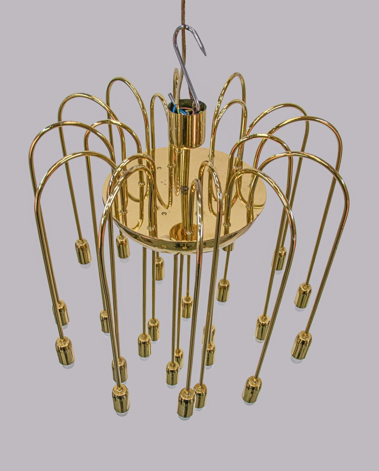 1 'Of 4' Cascading 28" Brass Flush Mount In The Manner Of Florian Schulz, 1960s photo vinterior