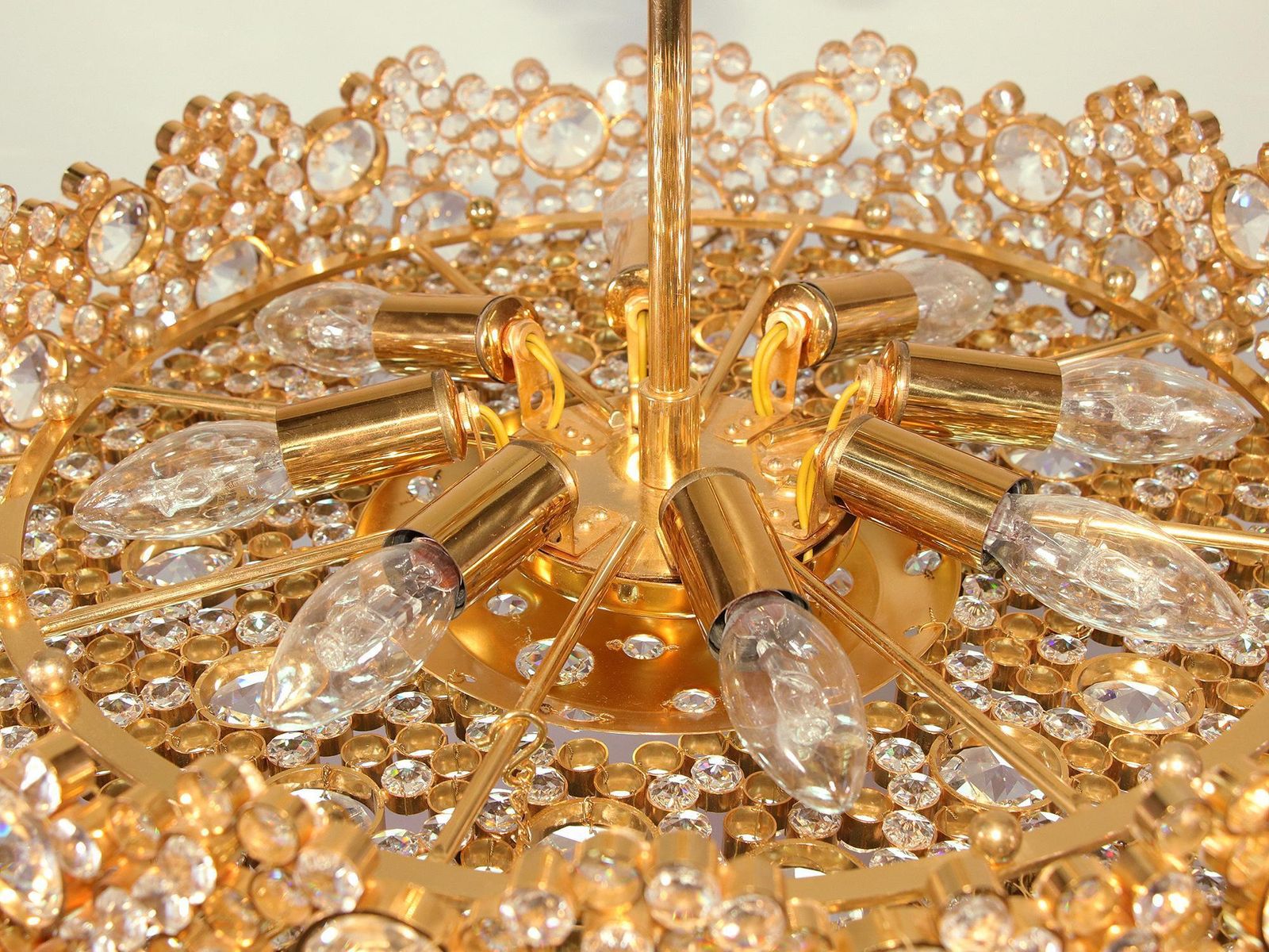 1970 Germany Palwa Bubble Chandelier Swarovski Crystal & 24k Gilt Brass photo Lighting