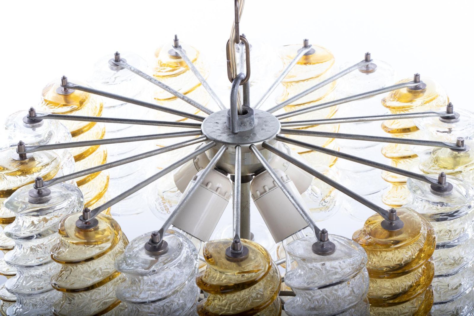 photo vinterior 1960 Italy Venini 'Swirl' Chandelier With Twisted Amber & Clear Murano Glass
