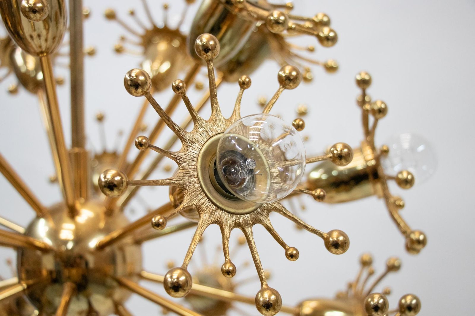 Palwa 26" Starburst Sputnik Chandelier Gold Plated Brass, 1960s photo buy