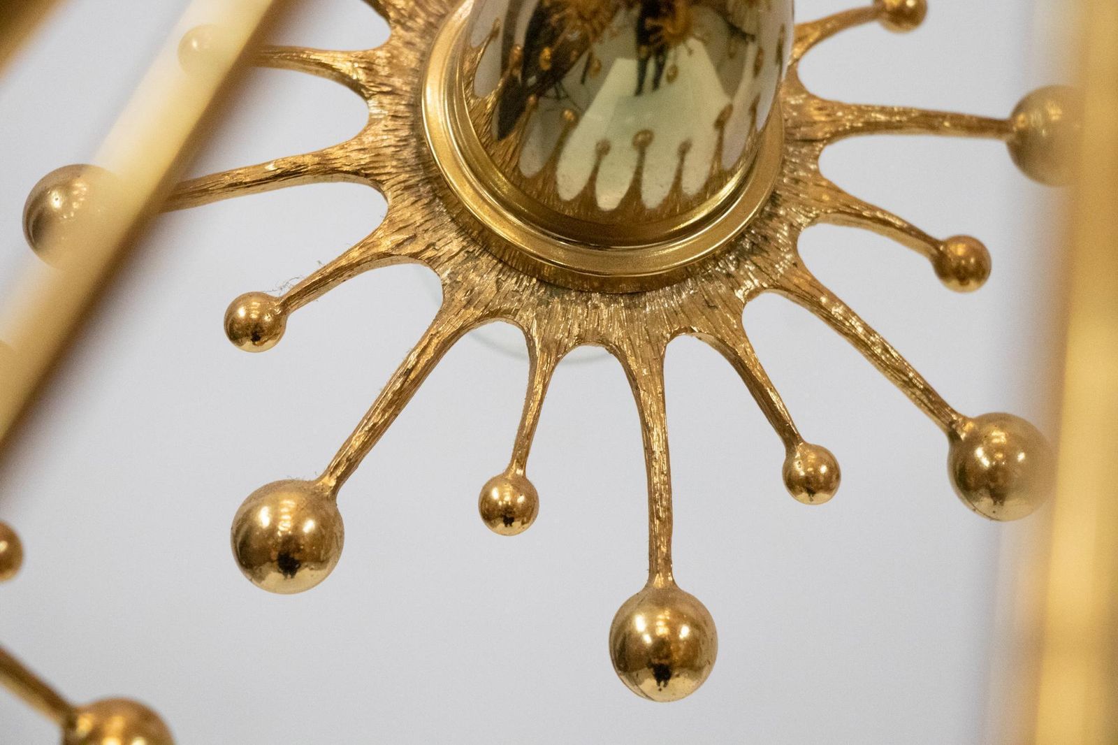 photo furniture Palwa 26" Starburst Sputnik Chandelier Gold Plated Brass, 1960s
