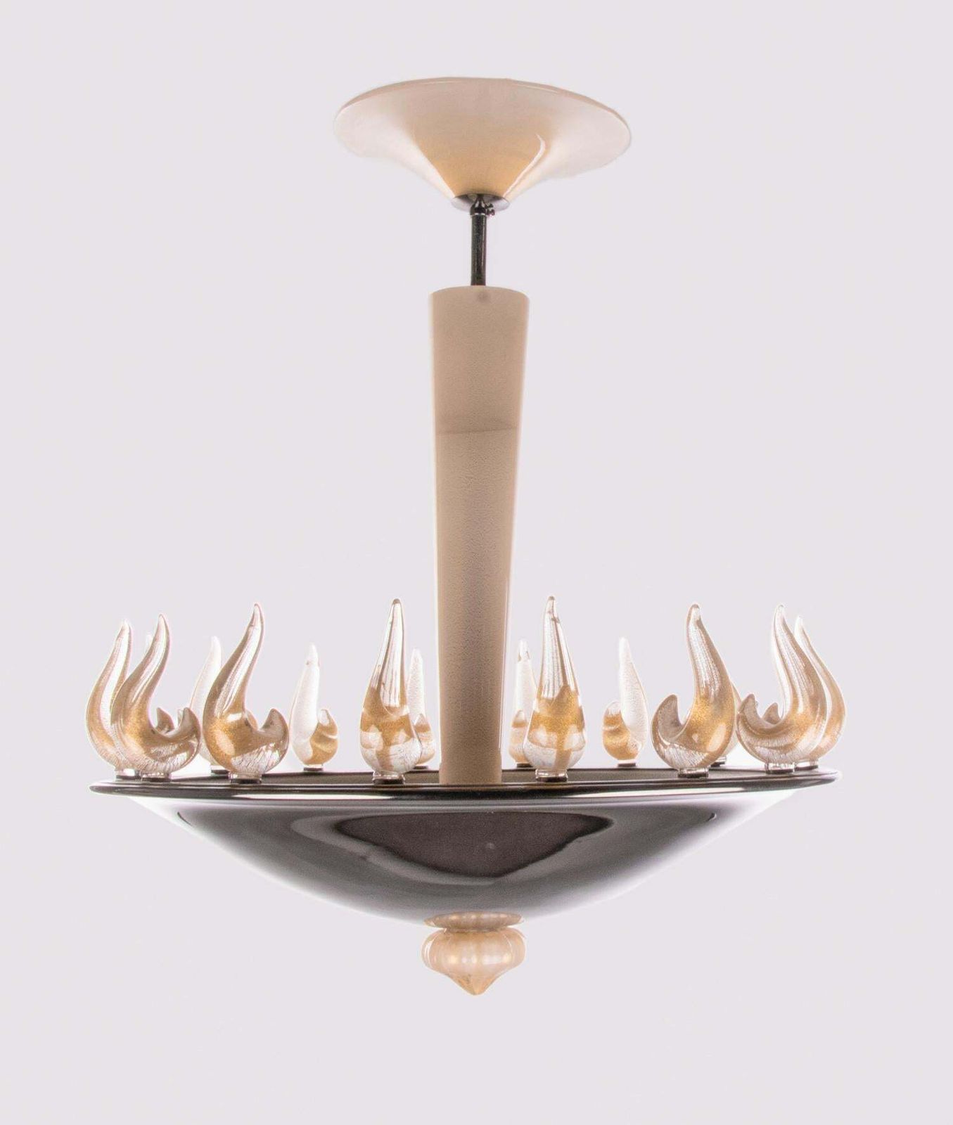 Stunning Murano Flame Chandelier Elio, Glass & Nickel, Barovier & Toso, Italy photo vinterior