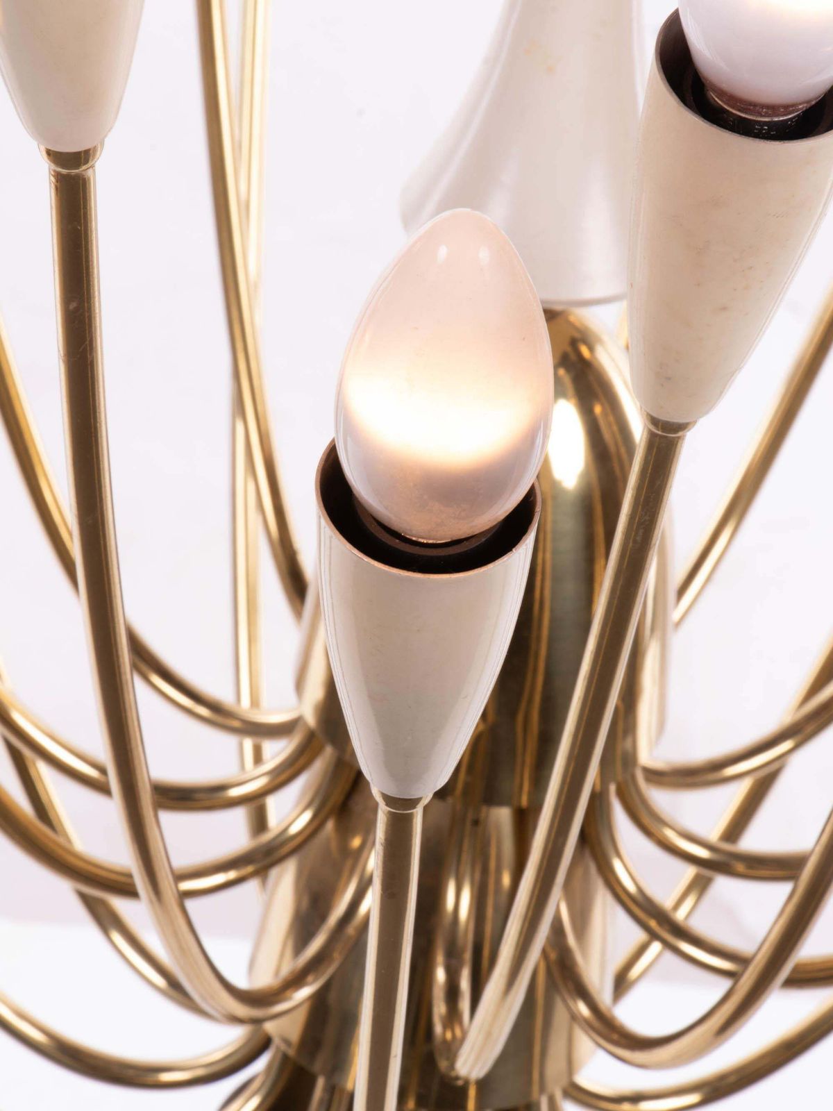 Monumental 24" Sputnik Chandelier Enamel & Brass By Kalmar, Austria 1950 photo for sale