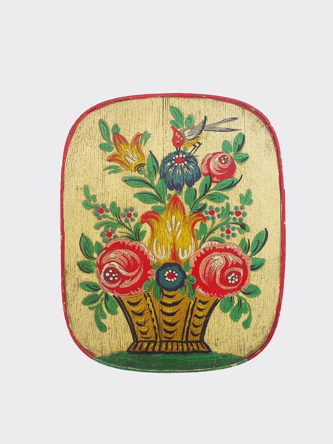 Antique German Black Forest Painted Tole Wooden Pantry Box photo for sale