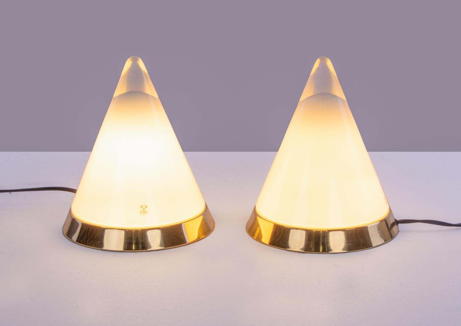 Pair Of Peill & Putzler 'Kibo' Blown Glass Table Lamps, 1970s photo furniture
