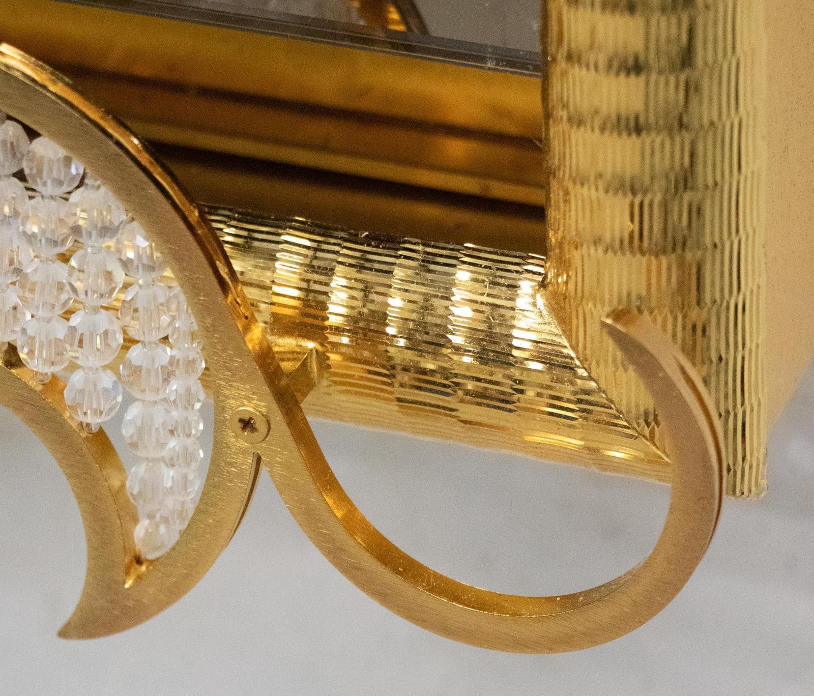 Majestic 38" Gilded Backlit Mirror Swarovski Crystals By Kurt Faustig, Munich photo vintage