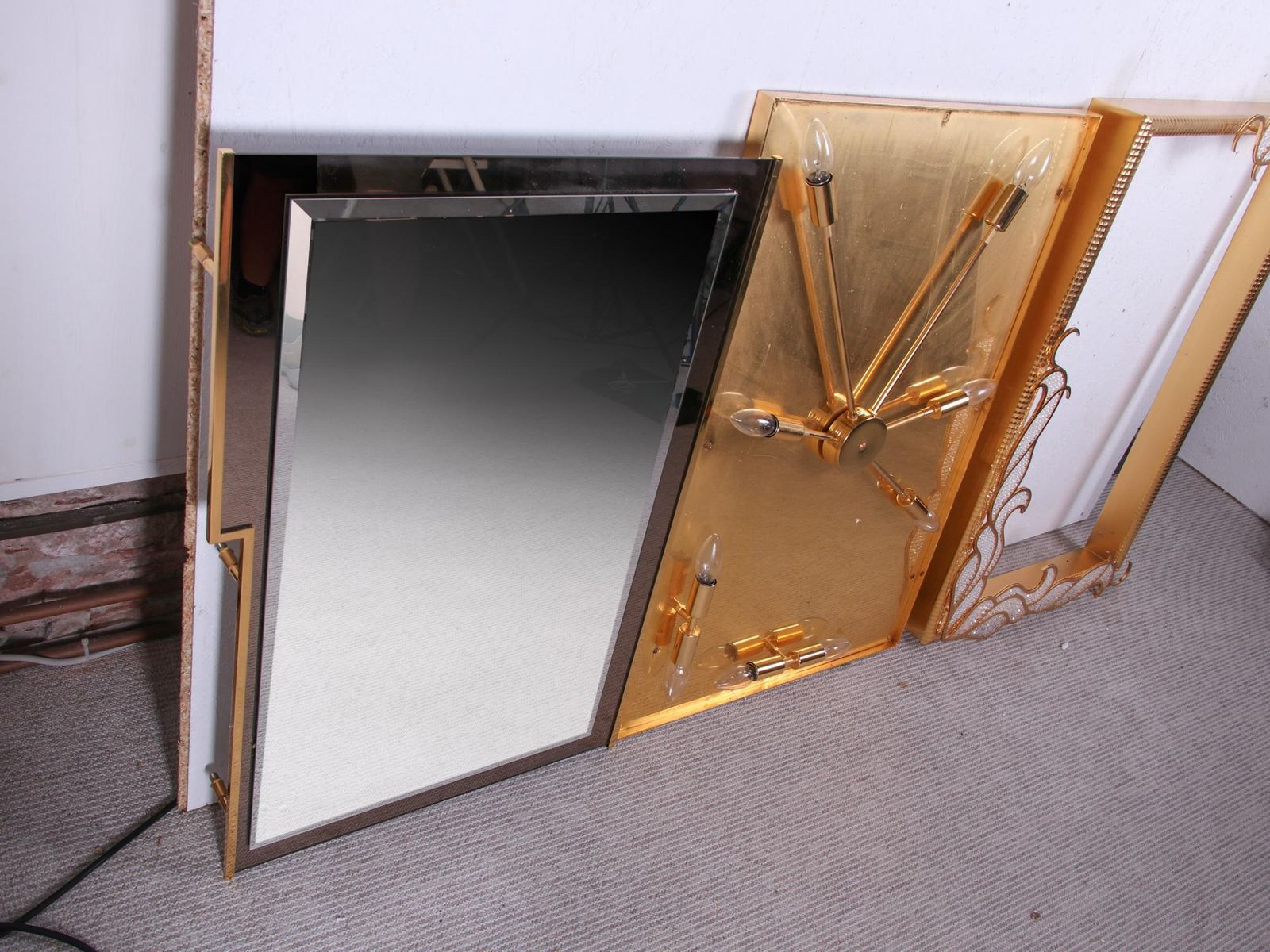 photo vinterior Majestic 38" Gilded Backlit Mirror Swarovski Crystals By Kurt Faustig, Munich