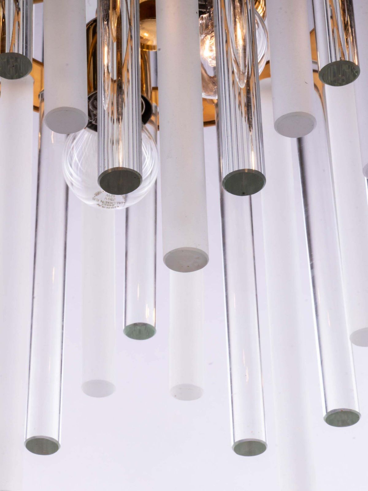 1 'Of 2' German Palwa Iced Sticks & Brass Chandelier By Christoph Palme 1960 photo vinterior