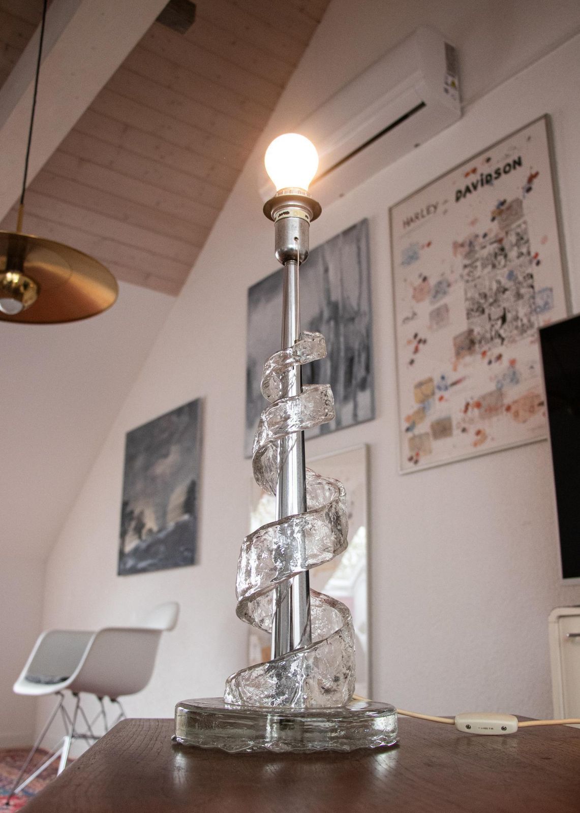 Murano Glass Spiral Table Lamp By Angelo Brotto For Esperia, Italy 1970s photo furniture