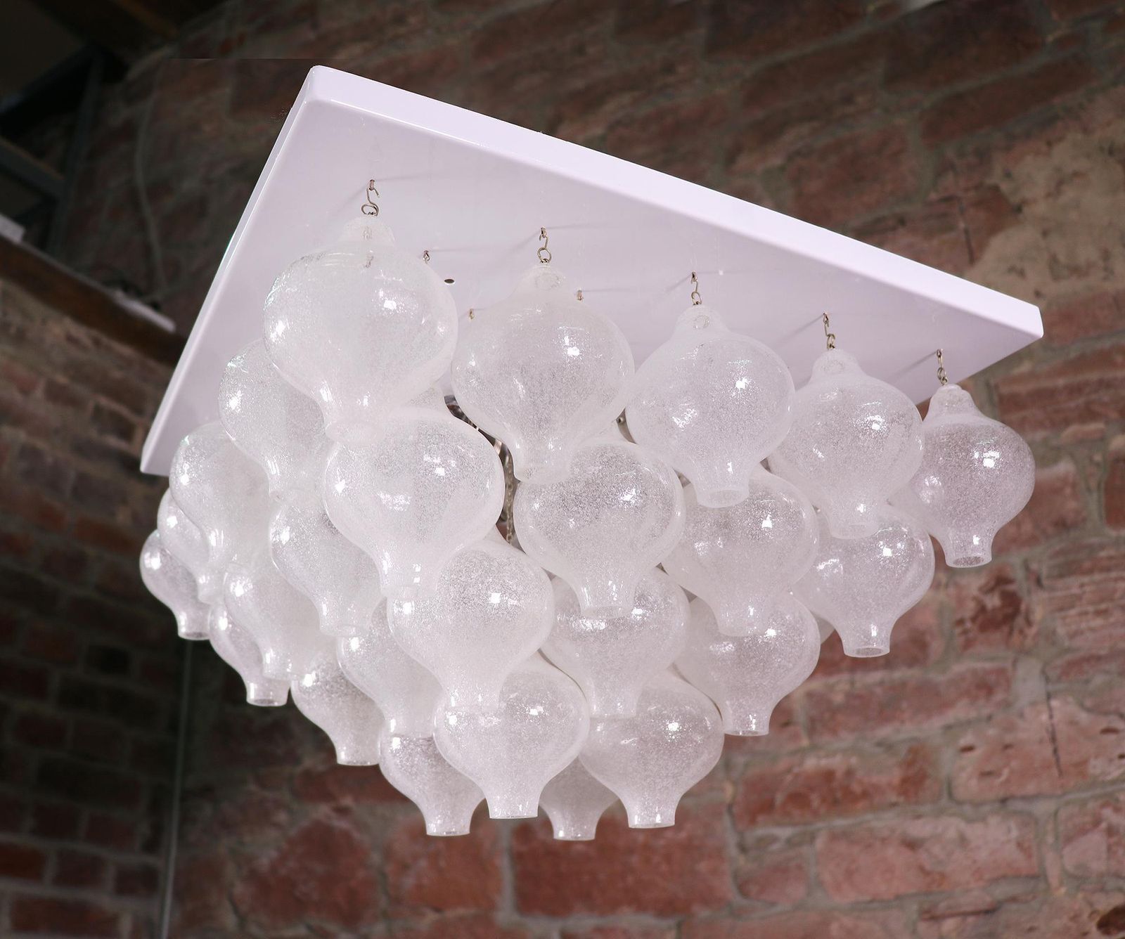 Gorgeous 18" Kalmar Pyramid Flush Mount Tulipan Murano Glass, Vienna, 1960s photo Lighting