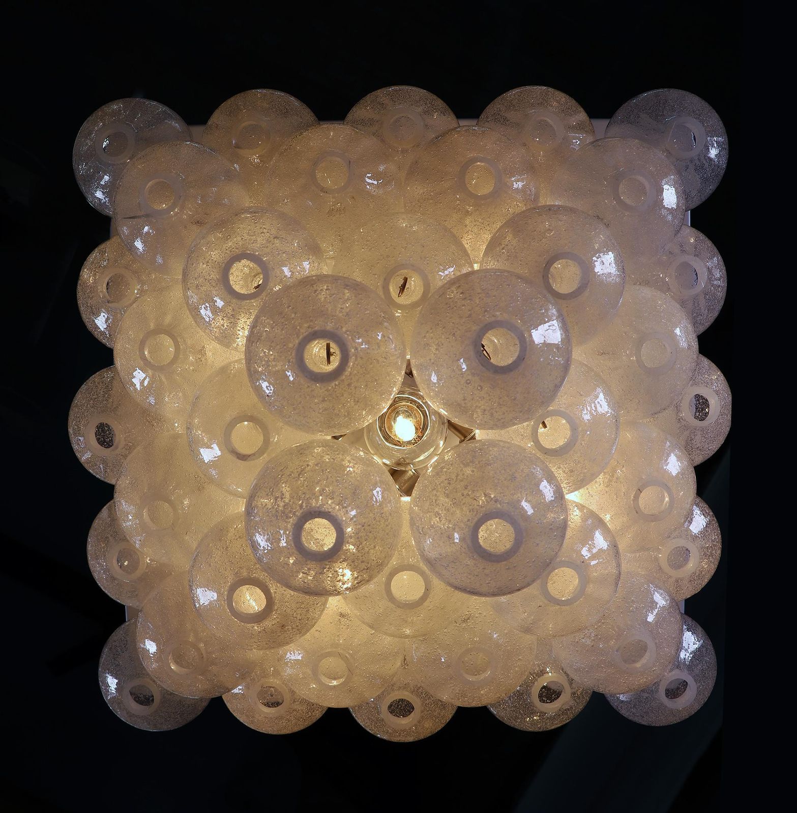 Gorgeous 18" Kalmar Pyramid Flush Mount Tulipan Murano Glass, Vienna, 1960s photo vintage