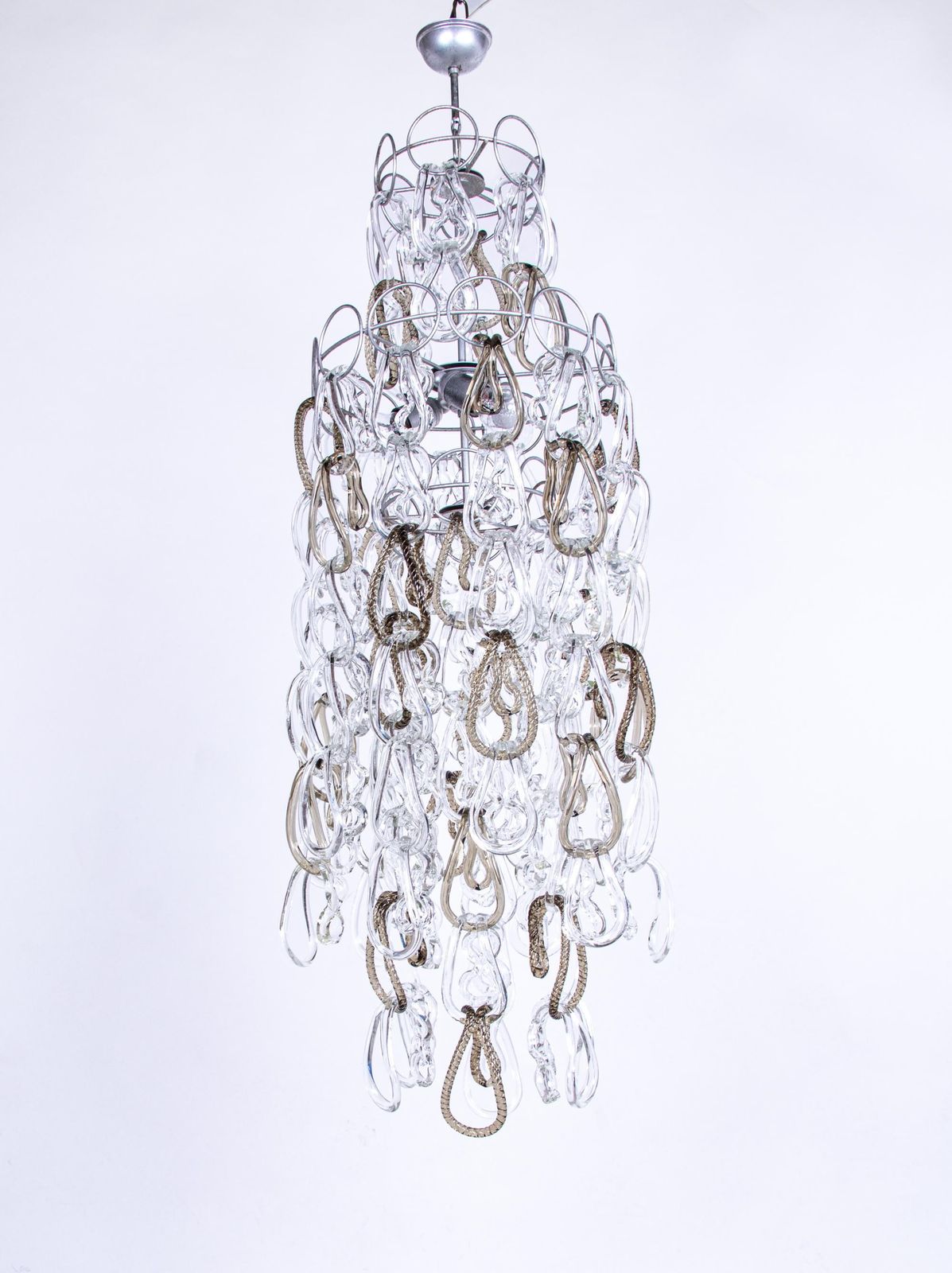 Cascading 51" Giogali Amber Murano Chandelier, Angelo Mangiarotti, Vistosi 1960s photo Lighting