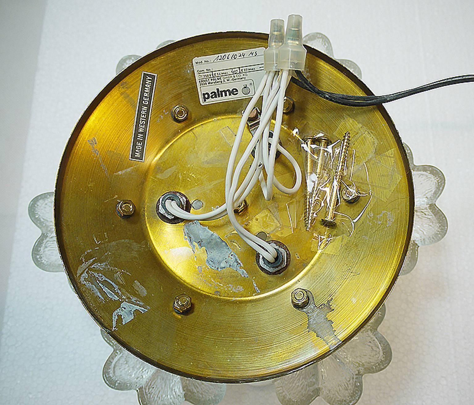 1 (Of 2) Floral Crystal & Brass Flush Mount Chandelier By Ernst Palme For Palwa photo 998.0