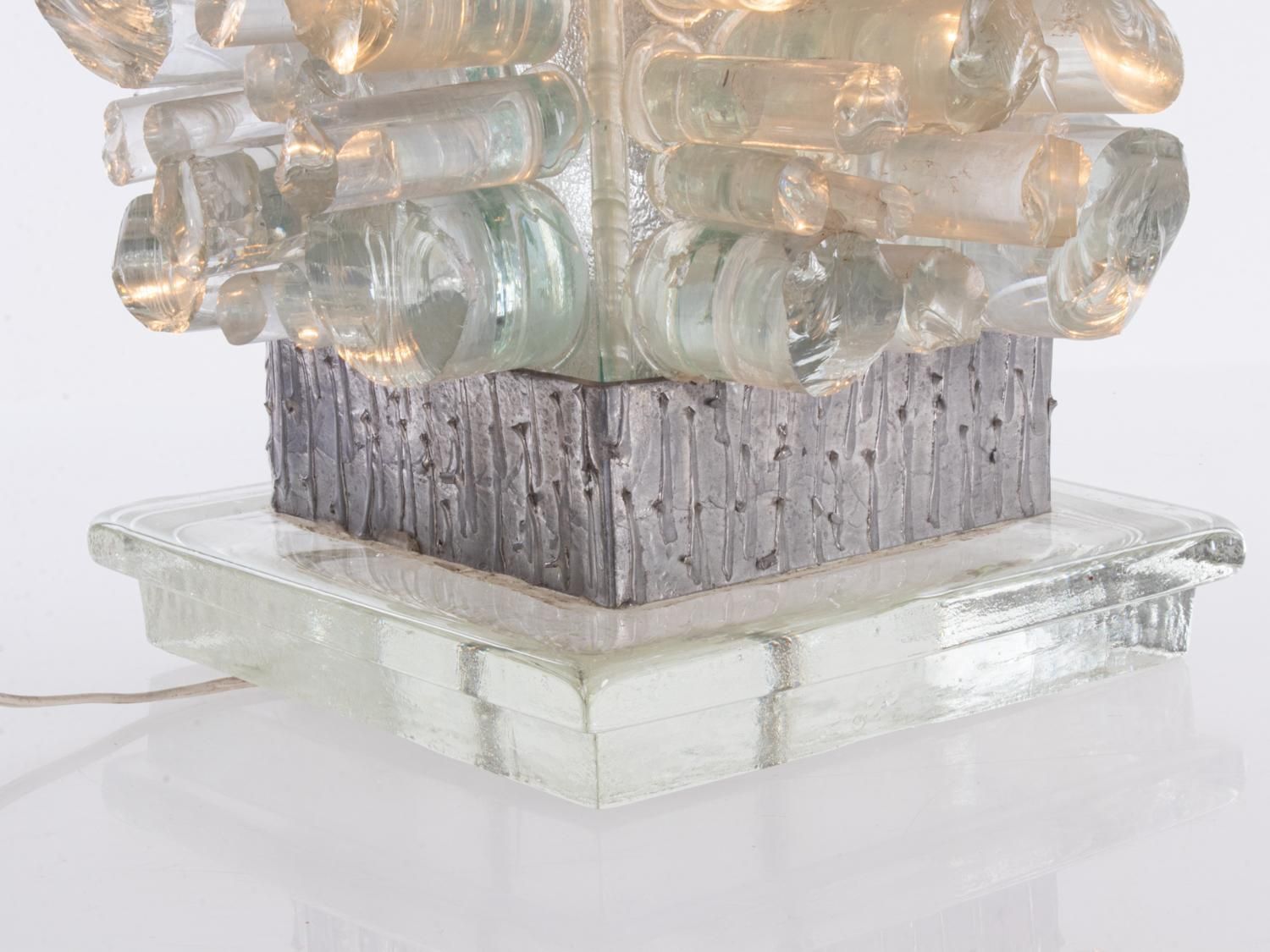 Unique Brutalist 18" Murano Glass Table Lamp In The Manner Of Poliarte 1960 photo buy