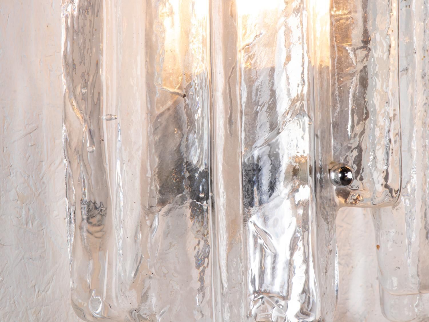 1 'Of 2' Pair Of Kalmar Wall Sconces Frosted Glass And Chrome, Austria 1960s photo for sale