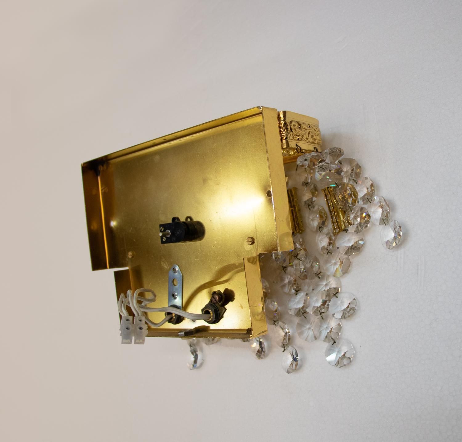 2203.0 1960 Germany Palwa Glamorous Jewel Wall Sconce Crystal & Gilt Brass, Set Of 2 photo