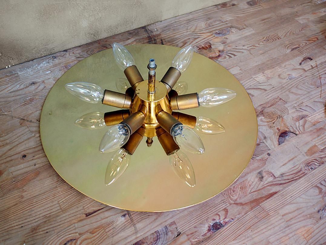 photo for sale Large Floral Flush Mount Chandelier Crystal & Brass By Emil Stejnar Attr. 1950s