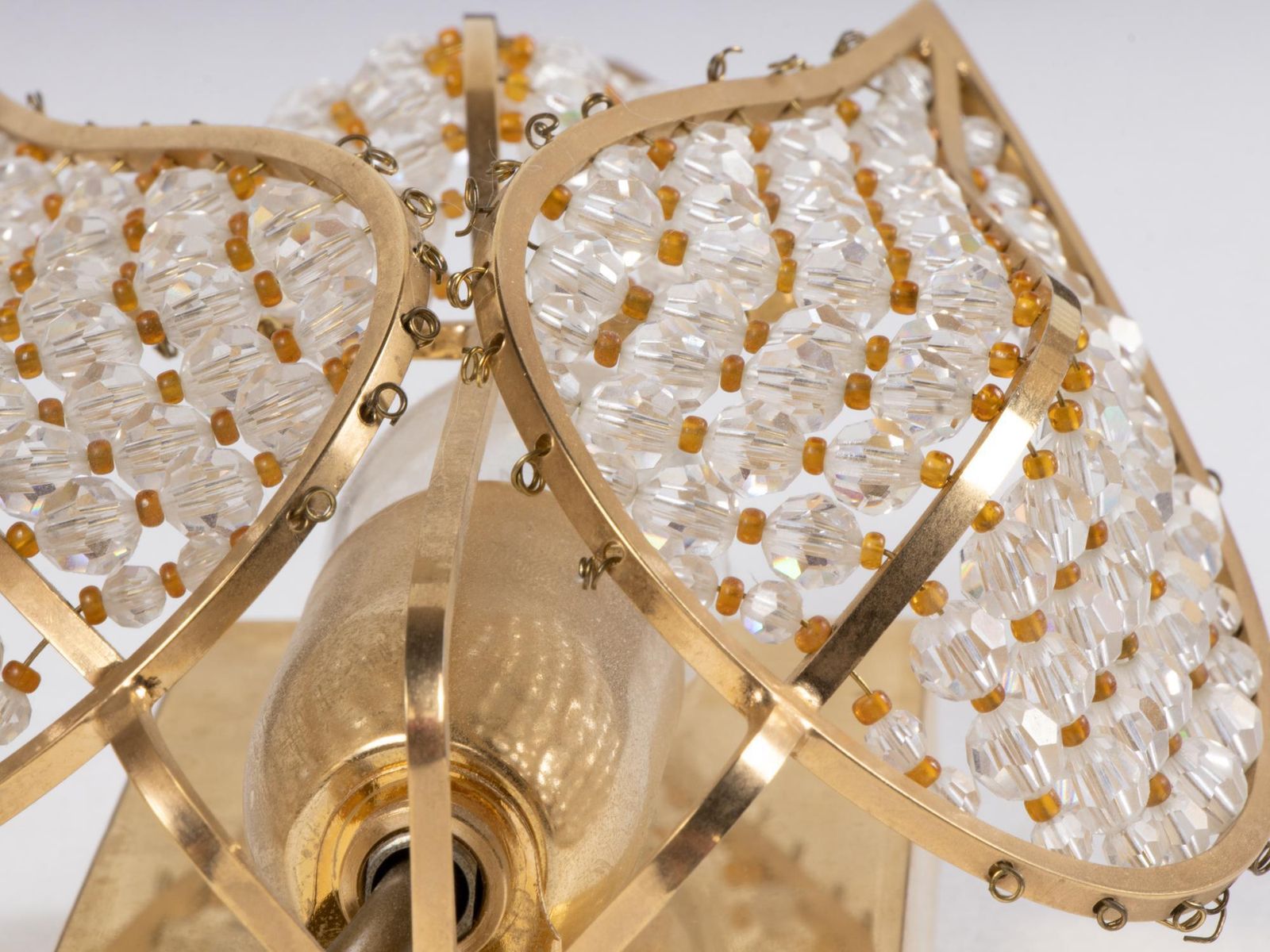 1960 Germany Palwa Lovely Wall Sconce Crystal & Gilt Brass, Set Of 2 photo 2281.0